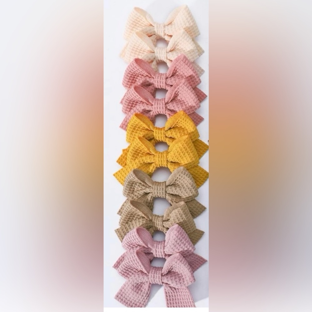 Hair Bows, Pack of Ten, Assorted Colors, Girls Hair Bows, Waffle Bow, Ha…